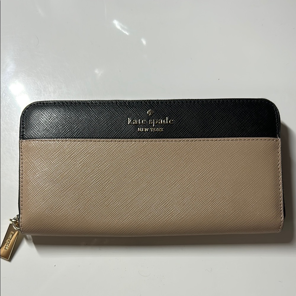 Kate Spade Madison Large Continental Wallet in Black and Tan